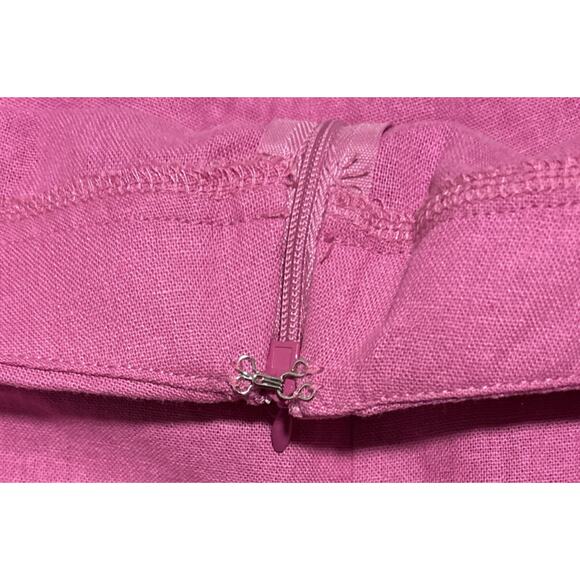 SAM EDELMAN Skirt Women’s Large Mylah Belted‎ Linen Blend Pink Zip Side & Clasp - Picture 7 of 7